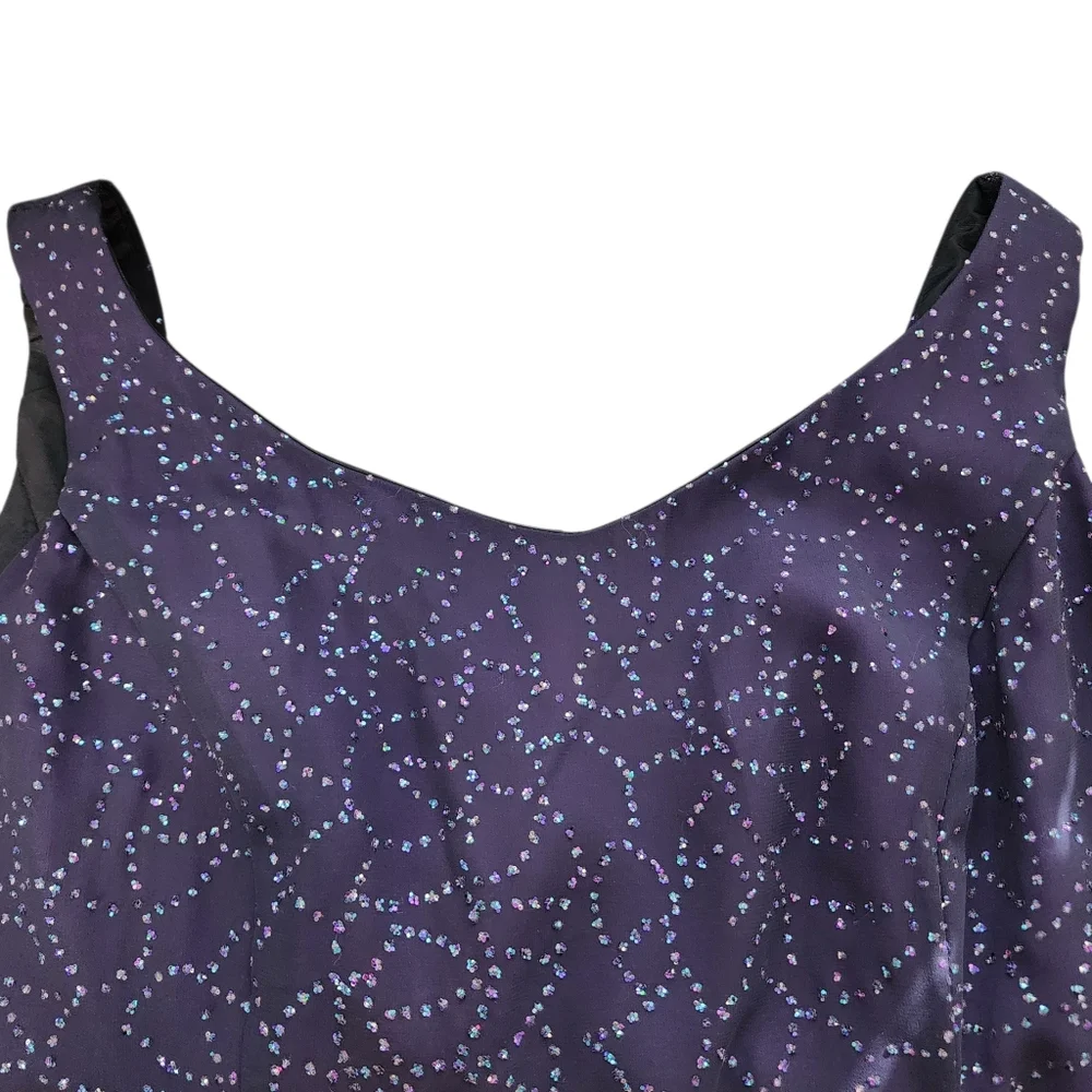 Reggio dress gown beaded purple maxi colorful rhinestone covered fabric - Picture 9 of 15